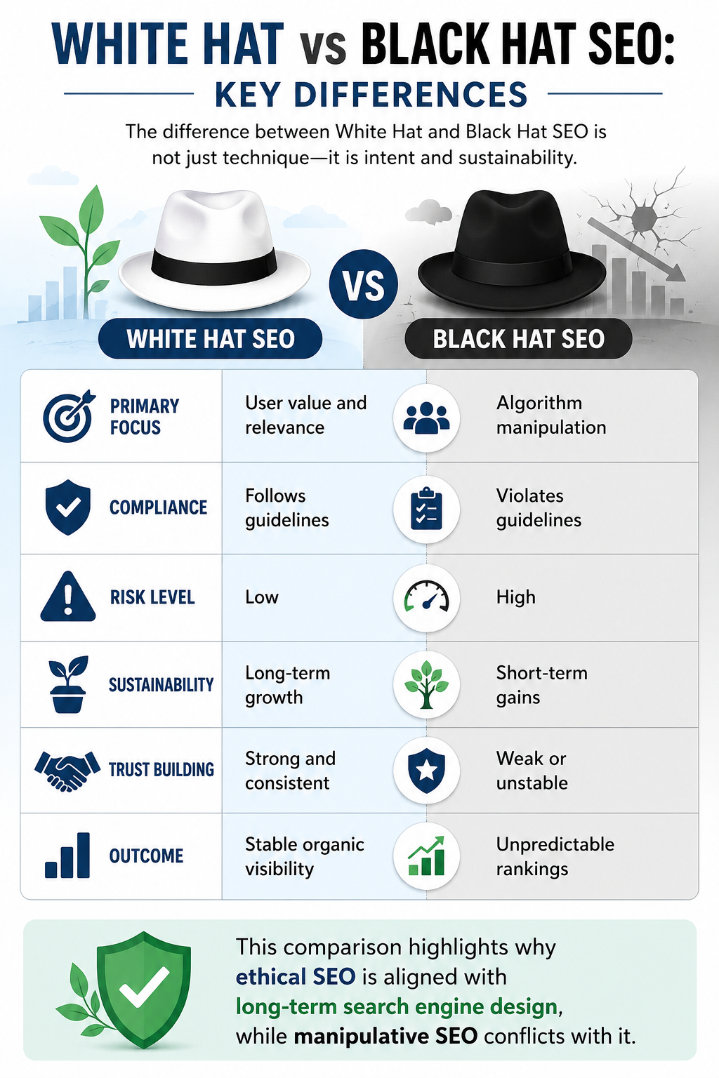 White Hat Vs Black Hat SEO - Key Differences - VertiSols.com - Best SEO Agency in Lahore Pakistan