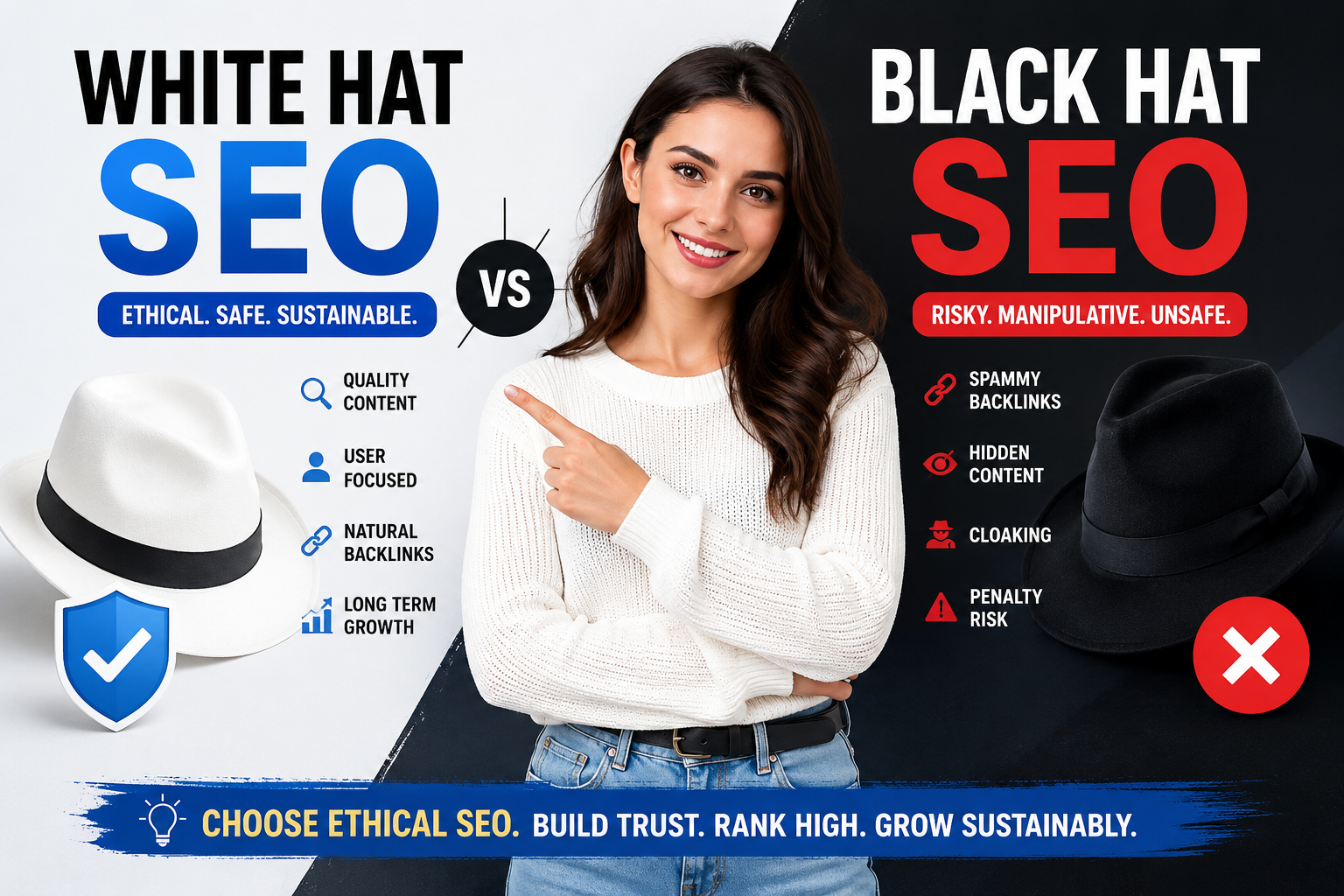 White hat SEO vs black had SEO - VertiSols.com - Best SEO Agency